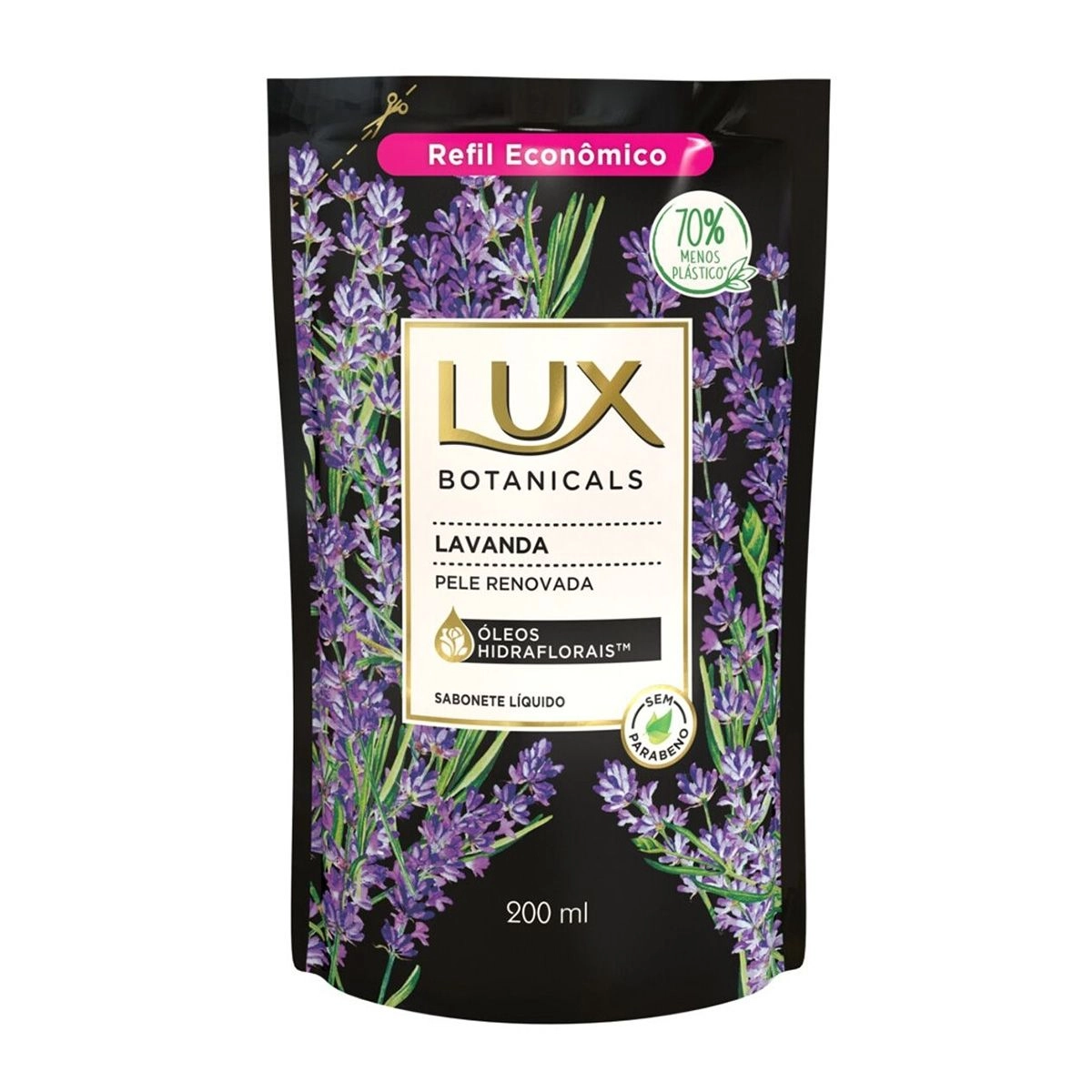 Sabonete Líquido Para O Banho Lux Botanicals Lavanda Refil Com 200ml