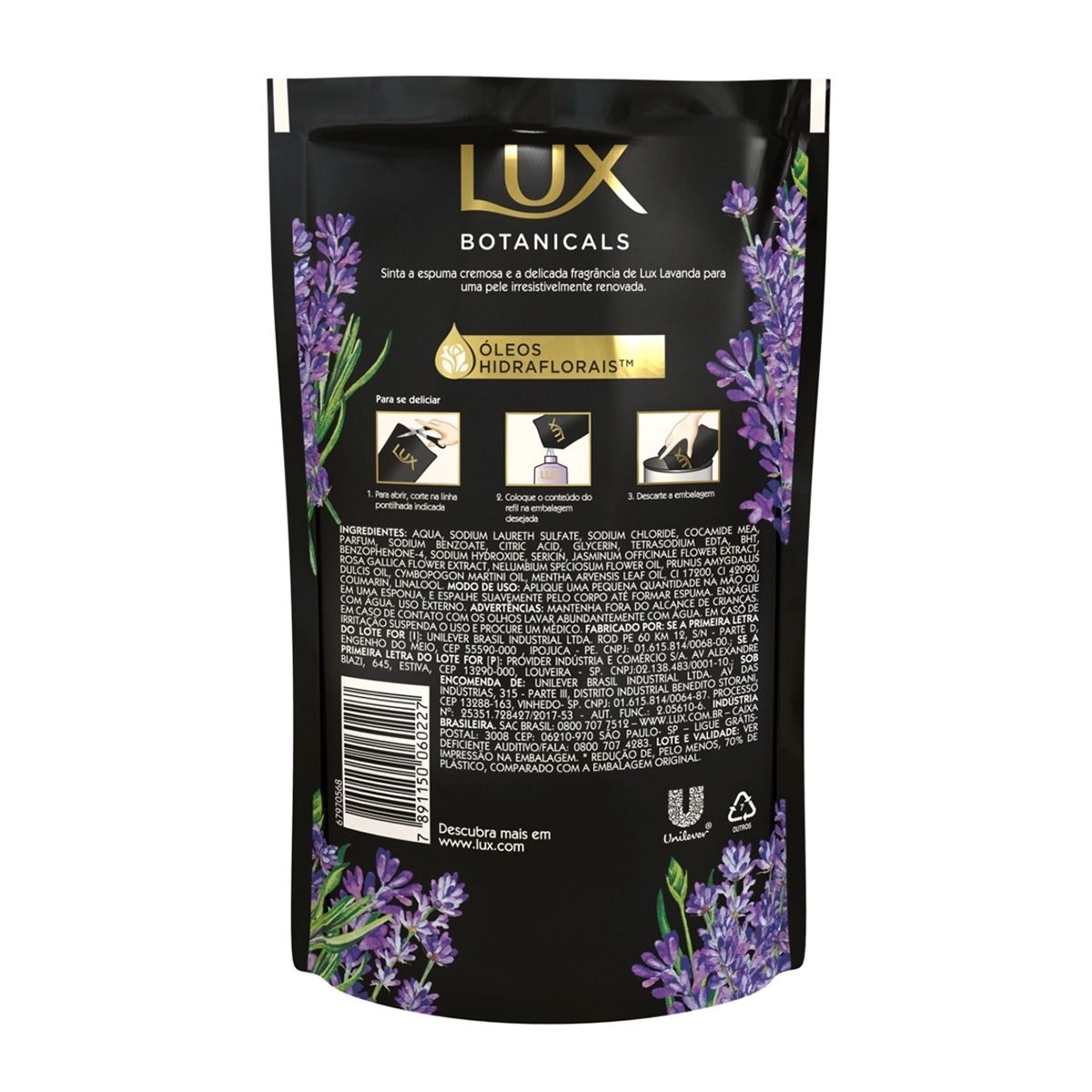 Sabonete Líquido Para O Banho Lux Botanicals Lavanda Refil Com 200ml