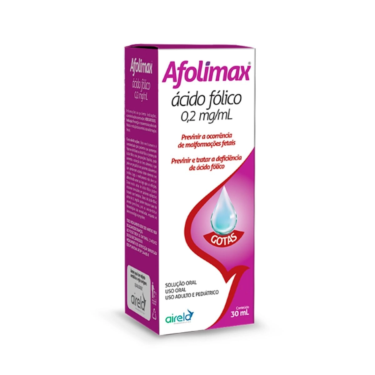 Afolimax Ácido Fólico 0,2mg/mL Gotas Com 30ml Airela