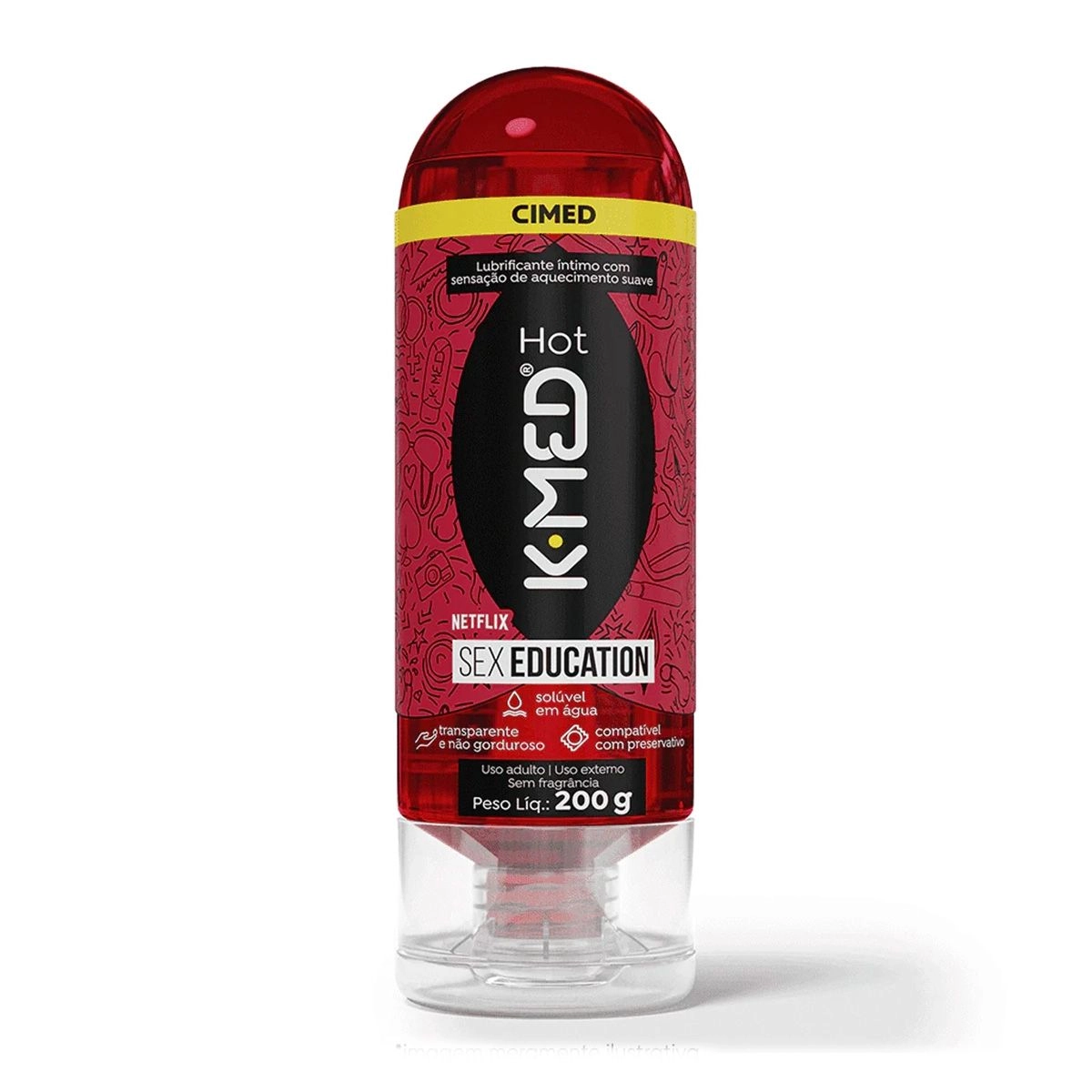 Gel Lubrificante Íntimo K-MED Hot Sex Education Com 200g Cimed
