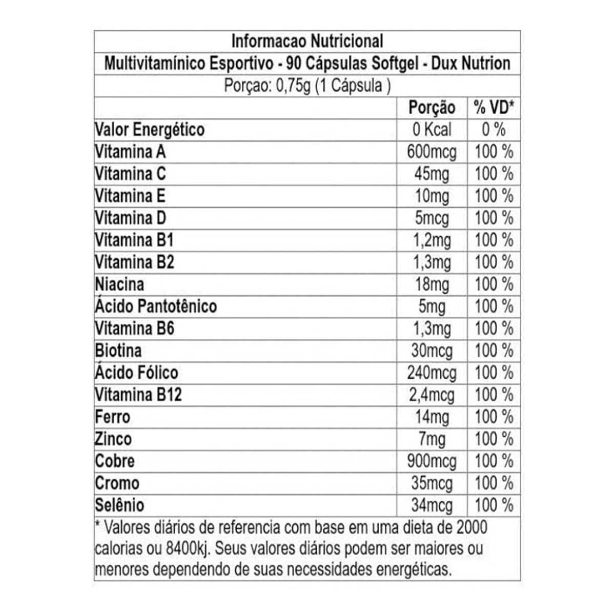 DUX Multivitamínico Com 90 Cápsulas Softgel