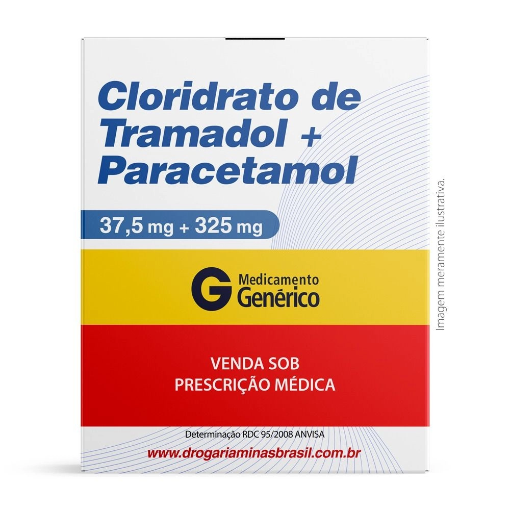 Cloridrato De Tramadol 37,5mg e Paracetamol 325mg Com 30 Comprimidos Genérico Ems