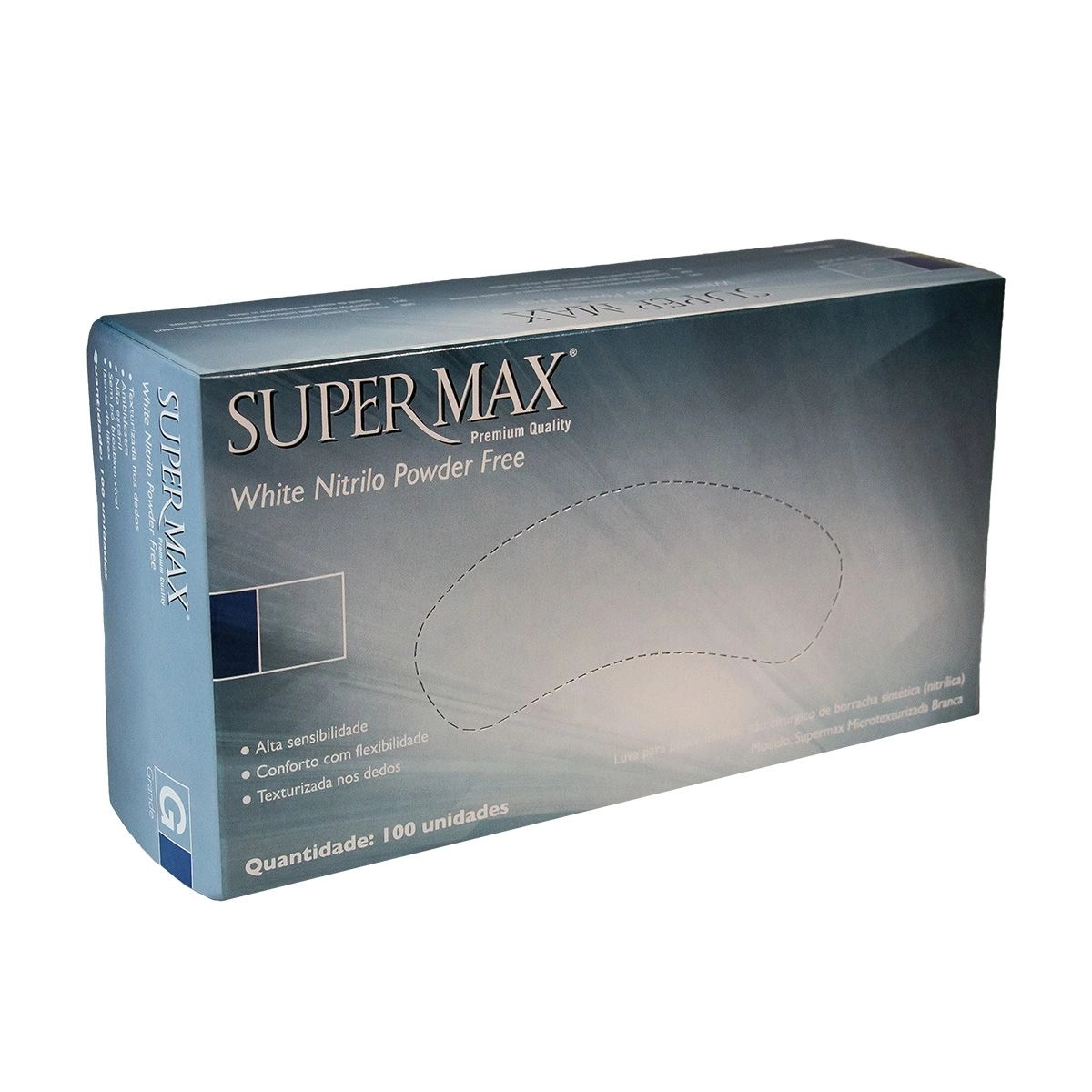 Luvas de Procedimento Nitrilo White Tamanho P Branca Com 100 Unidades Supermax