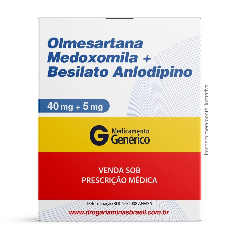 Olmesartana Medoxomila e Besilato Anlodipino 40mg/5mg Com 30 Comprimidos Genérico Ems