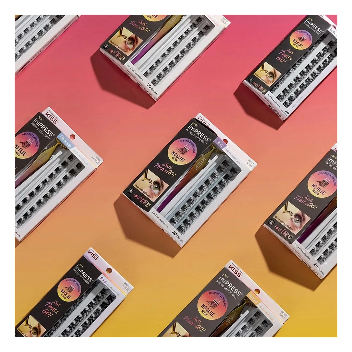 Cílios Postiços ImPRESS Press-on Falsies Autocolante Natural ILK01 Kiss New York