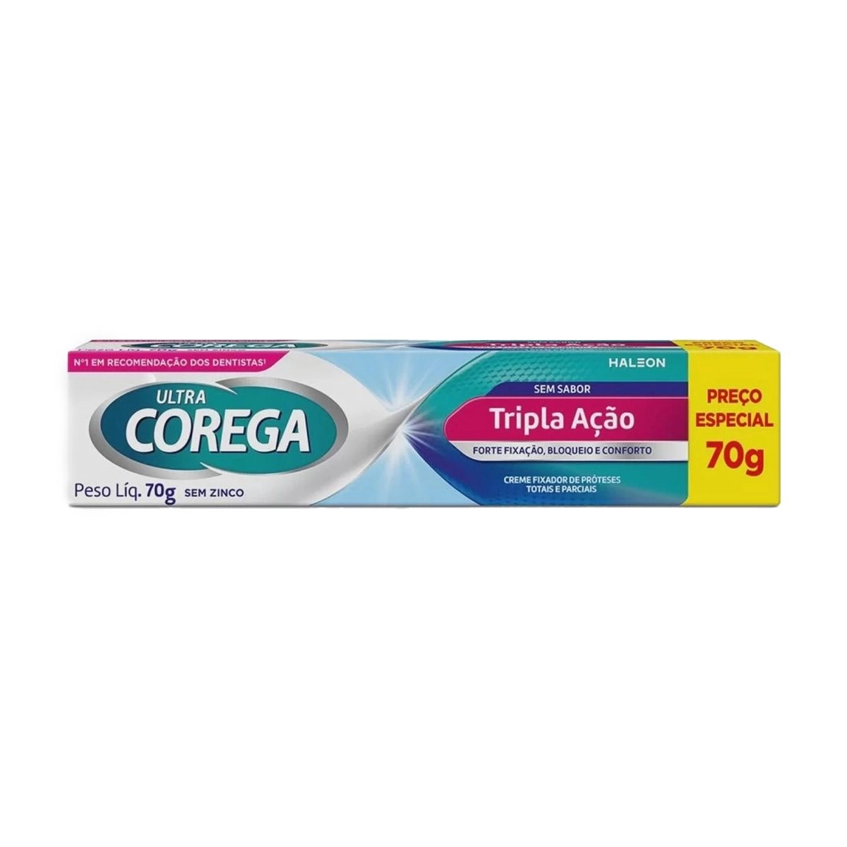 Creme Fixador De Dentadura Ultra Corega Tripla Ação Sem Sabor Com 70g