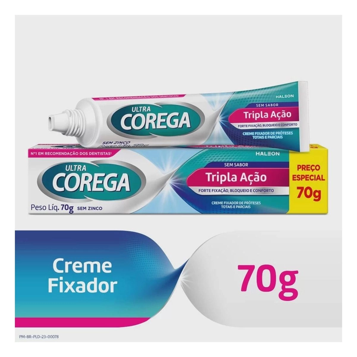 Creme Fixador De Dentadura Ultra Corega Tripla Ação Sem Sabor Com 70g