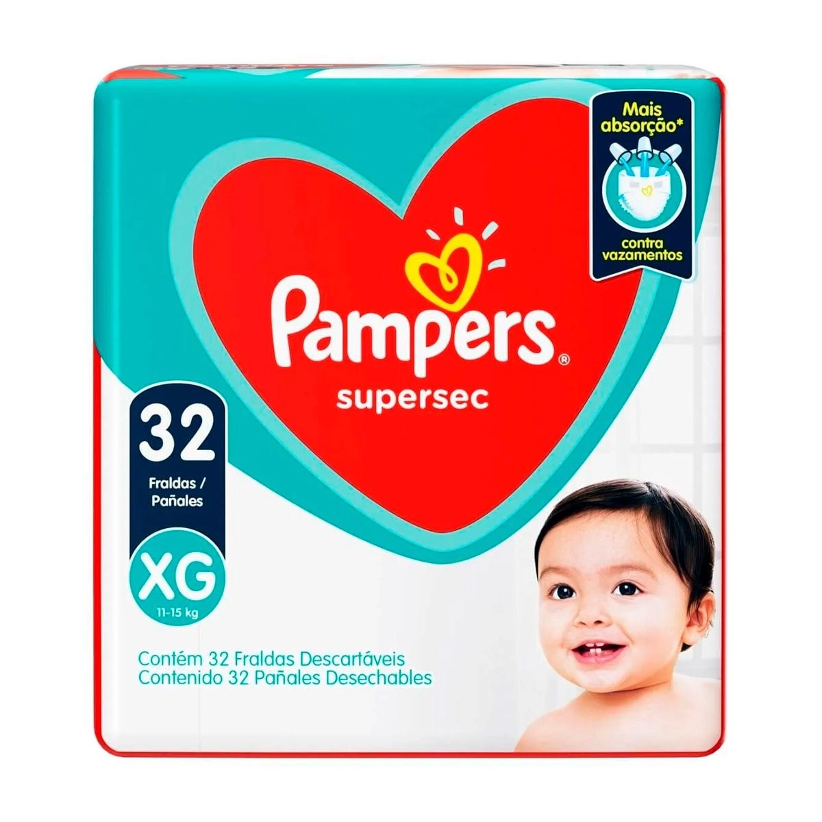 Fralda Pampers Supersequinha Tamanho XG 32 Unidades