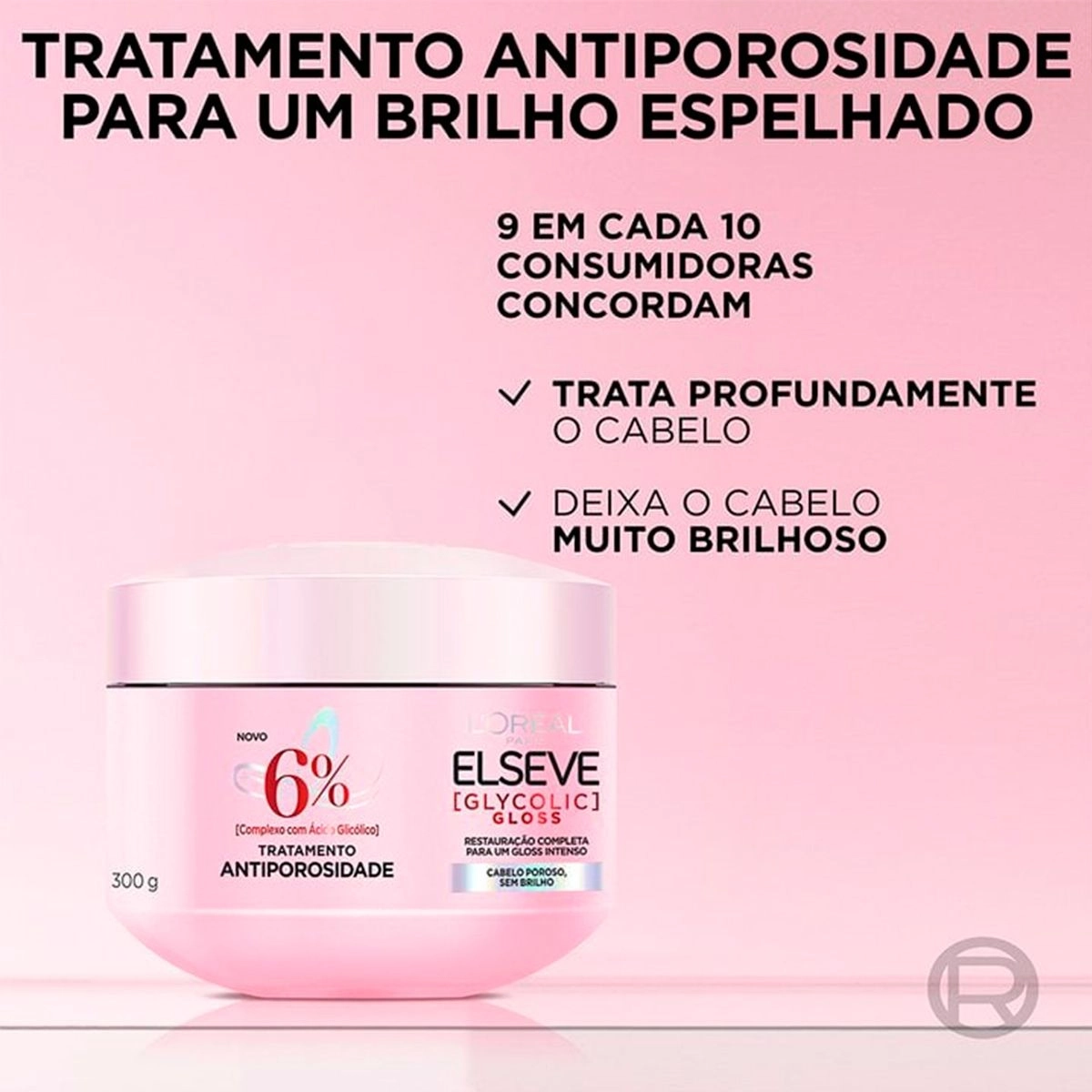 Creme de Tratamento Glycolic Gloss 300g Elseve