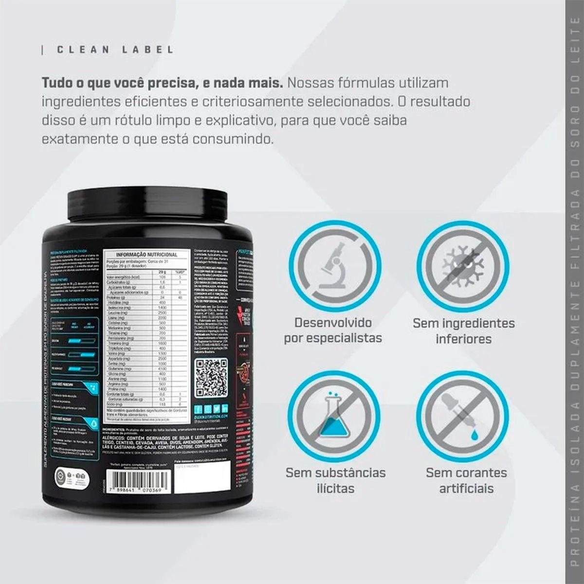 DUX Whey Protein Isolado Sabor Baunilha Pote 900G