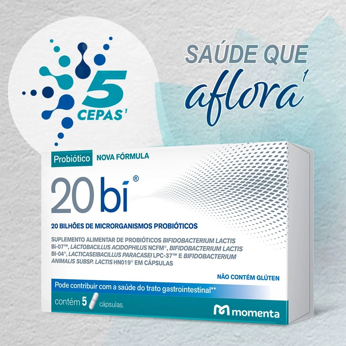 Probiótico 20 Bi Com 5 Cápsulas Momenta