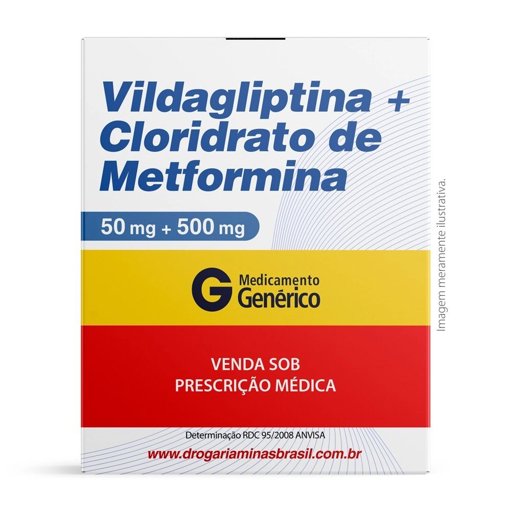 Vildagliptina 50mg e Cloridrato de Metformina 500mg Com 60 Comprimidos Genérico Althaia