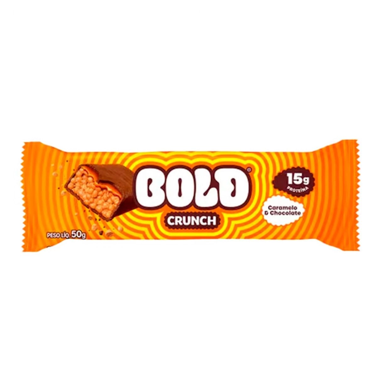 Barra Protéica Bold Crunch Sabor Caramelo e Chocolate Com 50g