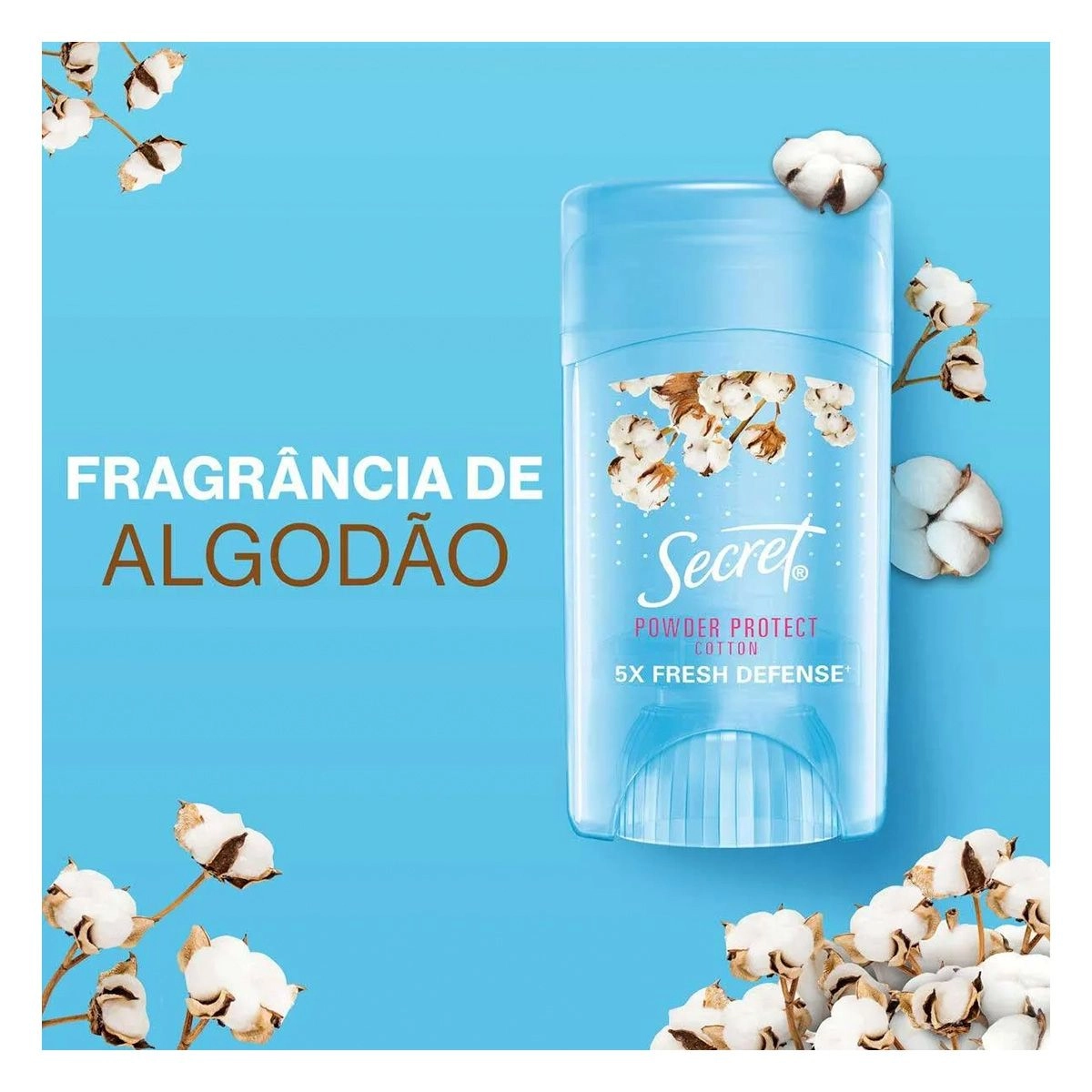 Desodorante Stick em Gel Antitranspirante Secret Powder Protect Cotton Com 45g