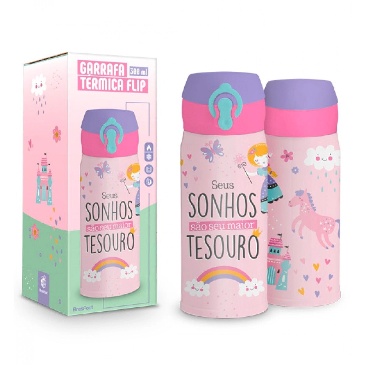Garrafa Térmica Flip Seus Sonhos 300ml Brasfoot