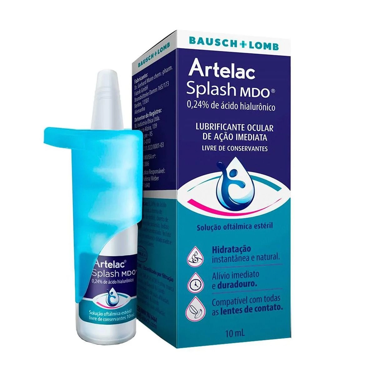 Lubrificante Ocular Artelac Splash MDO Ácido Hialurônico 0,24% Frasco Com 10ml Bausch e Lomb
