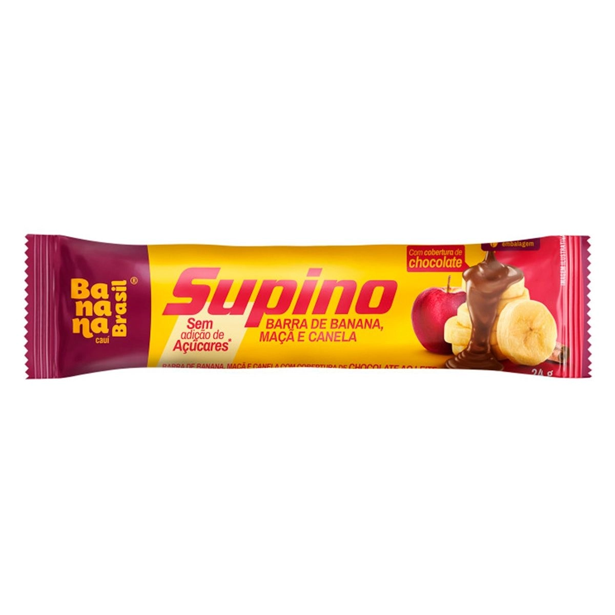 Barra Supino Banana, Maça e Canela Zero Com 24G
