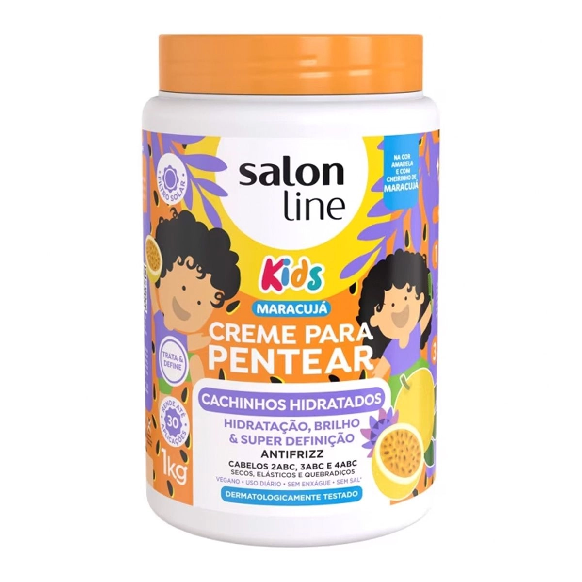 Creme para Pentear Maracujá Kids Cachinhos Hidratados Com 1kg Salon Line