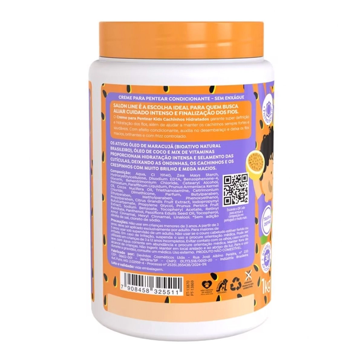 Creme para Pentear Maracujá Kids Cachinhos Hidratados Com 1kg Salon Line