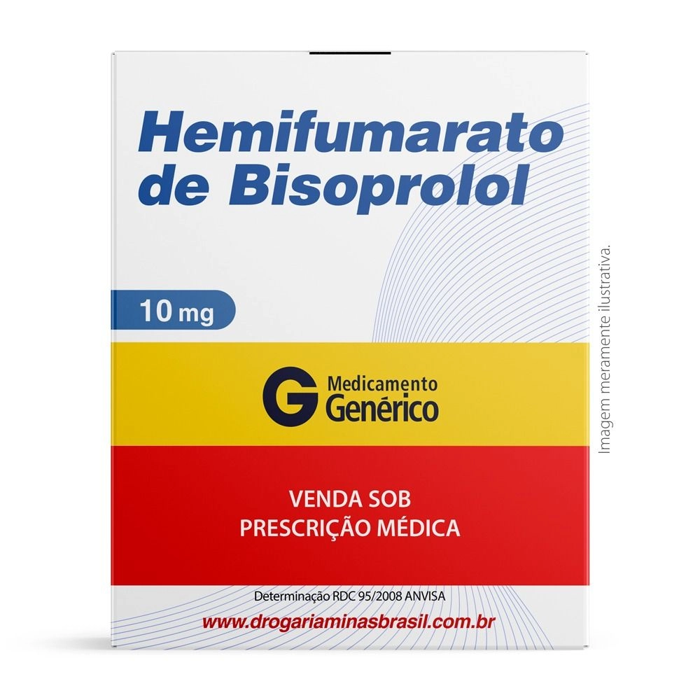 Hemifumarato de Bisoprolol 10mg Com 30 Comprimidos Genérico Pharlab