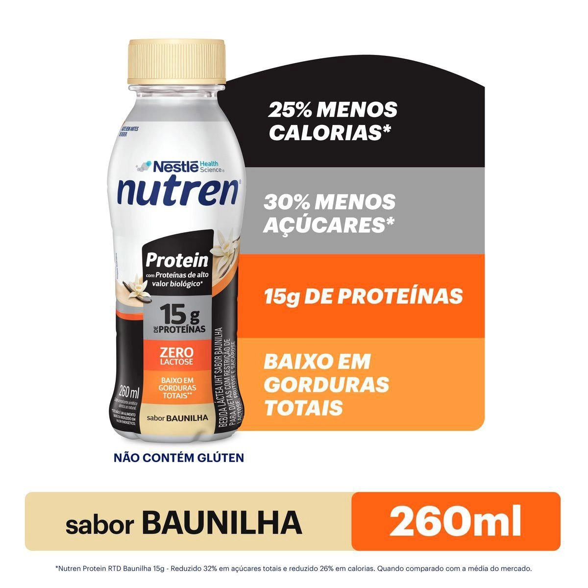 Bebida Láctea Nutren Protein 15g de Proteínas Baunilha 260ml