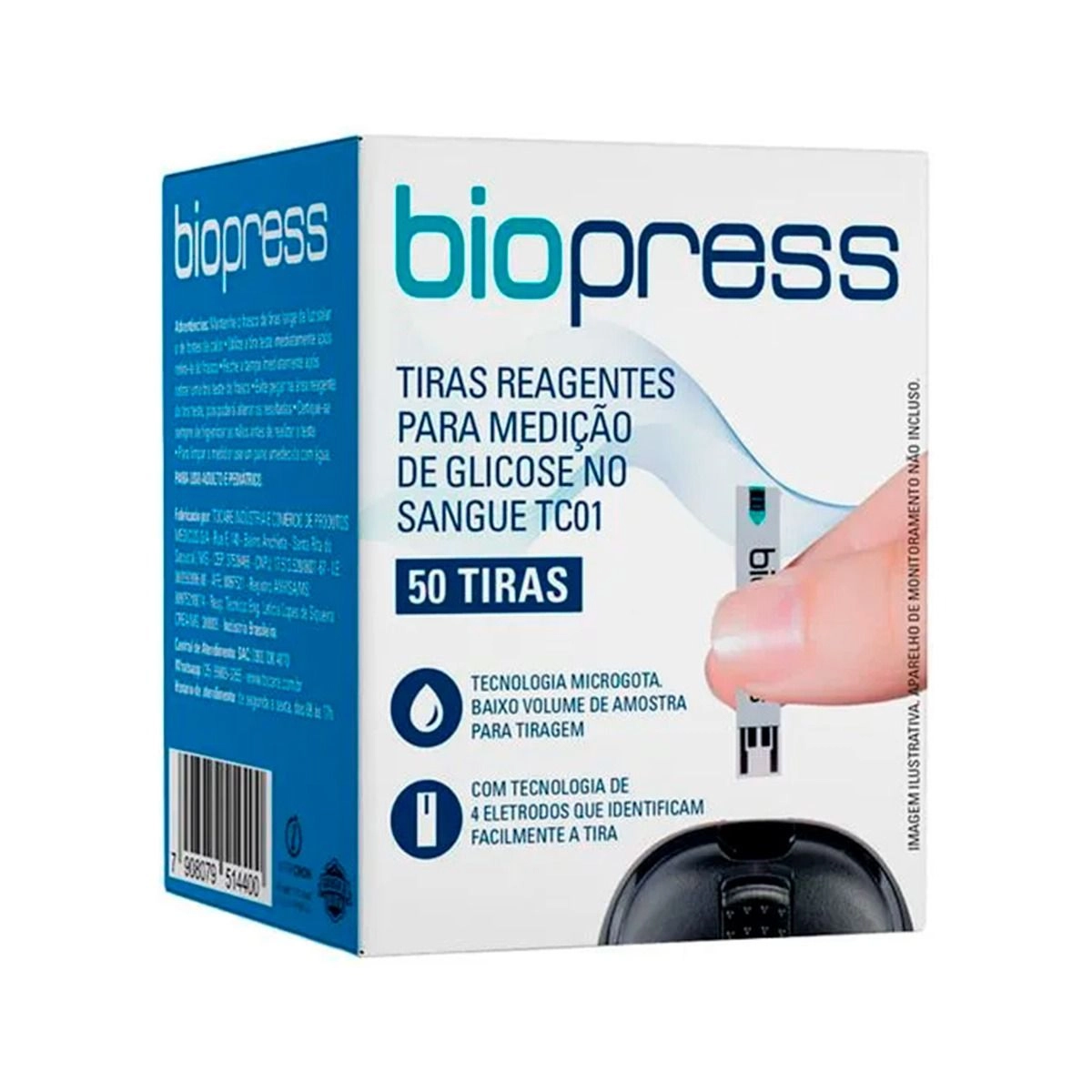 Tiras Reagentes Para Medição de Glicose Com 50 Unidades Biopress