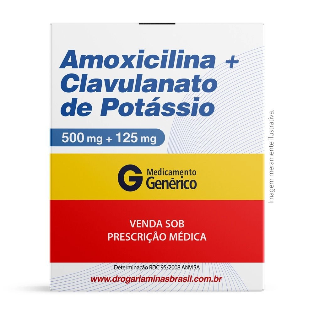 Amoxicilina 500mg e Clavulanato de Potássio 125mg Com 21 Comprimidos Genérico Ranbaxy