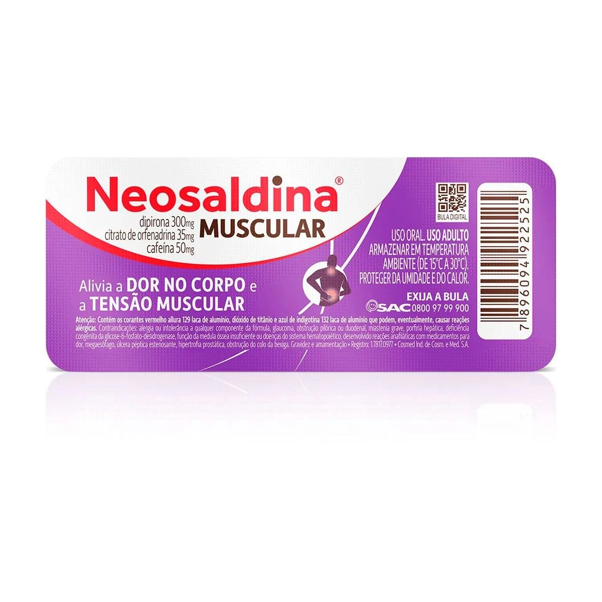 Neosaldina Muscular Dipirona 300mg + Cafeína 50mg + Citrato de Orfenadrina 35mg Com 10 Comprimidos Neosaldina