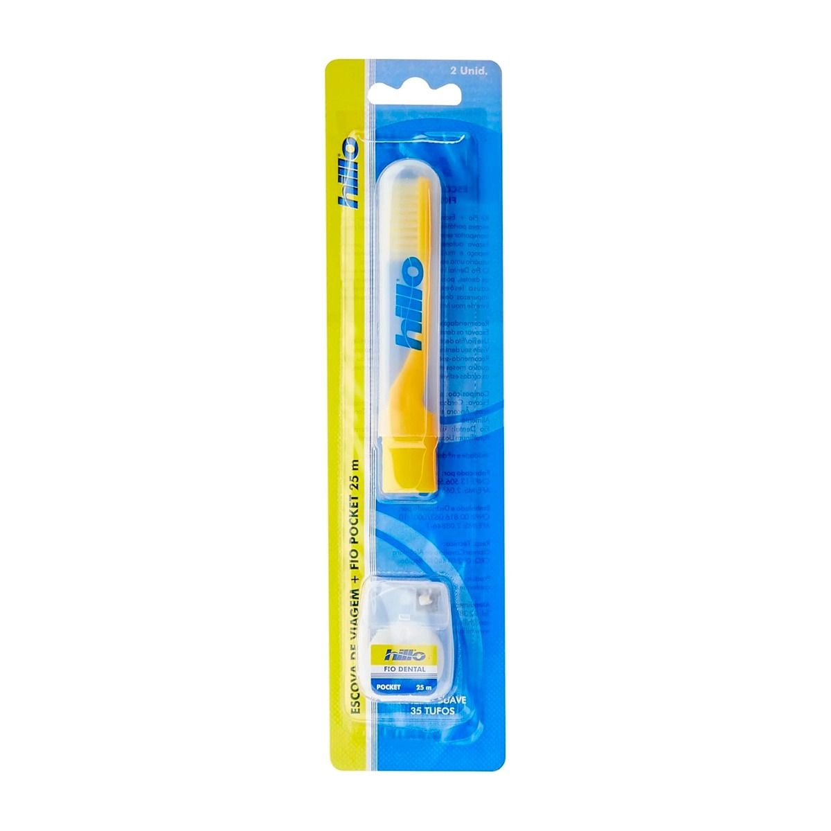 Kit Escova De Dente Viagem + Fio Dental 25m Hillo