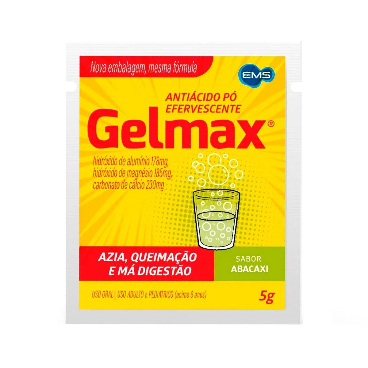 Gelmax Pó Enfervescente 1 Sachê 5g Abacaxi Ems