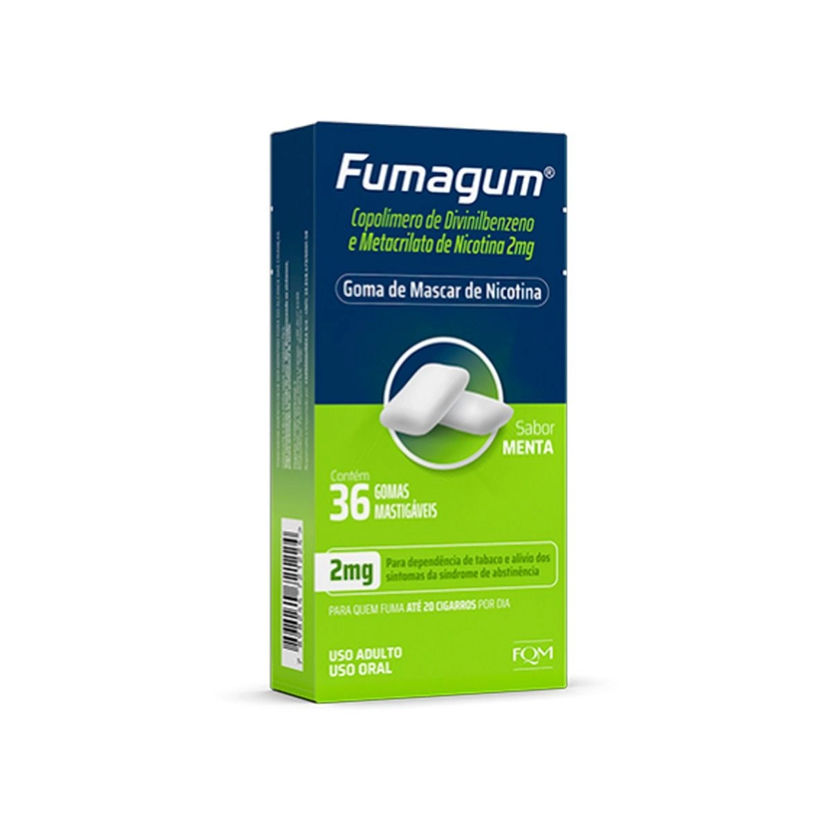 Fumagum 2mg Goma De Mascar De Nicotina Menta 36 Gomas Mastigáveis Fqm