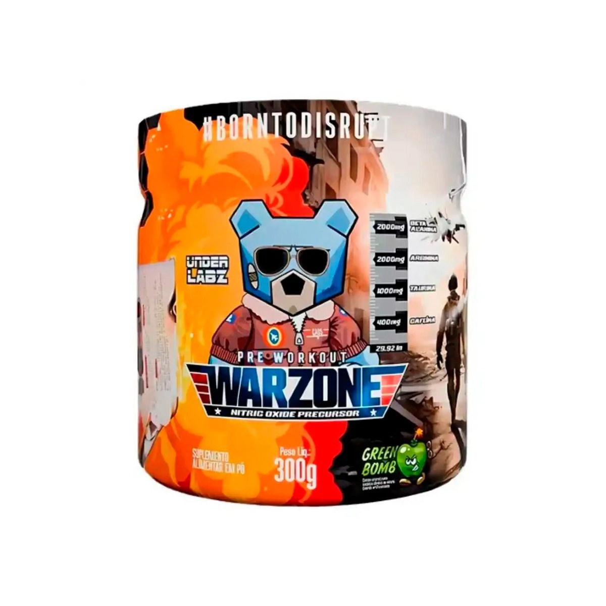 Pré Treino Under Labz Warzone Green Bomb Born To Disrupt 300g