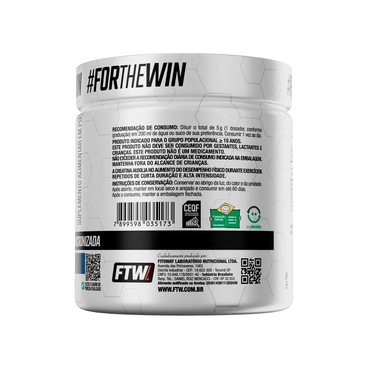 Creatina Ftw Monohidratada 100% Pura Ultramesh 300g