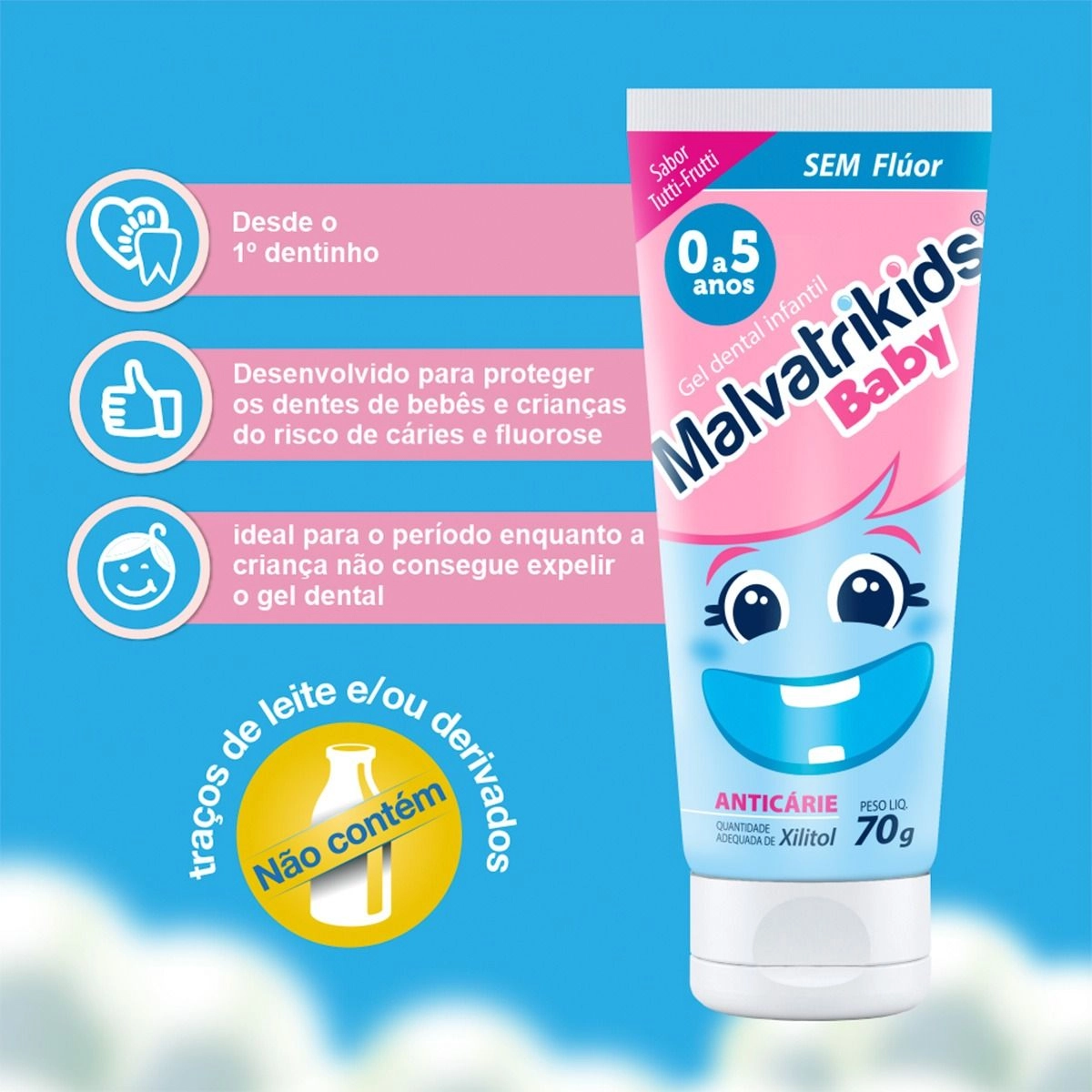 Gel Dental Malvatrikids Baby Tutt-Frutti 70G