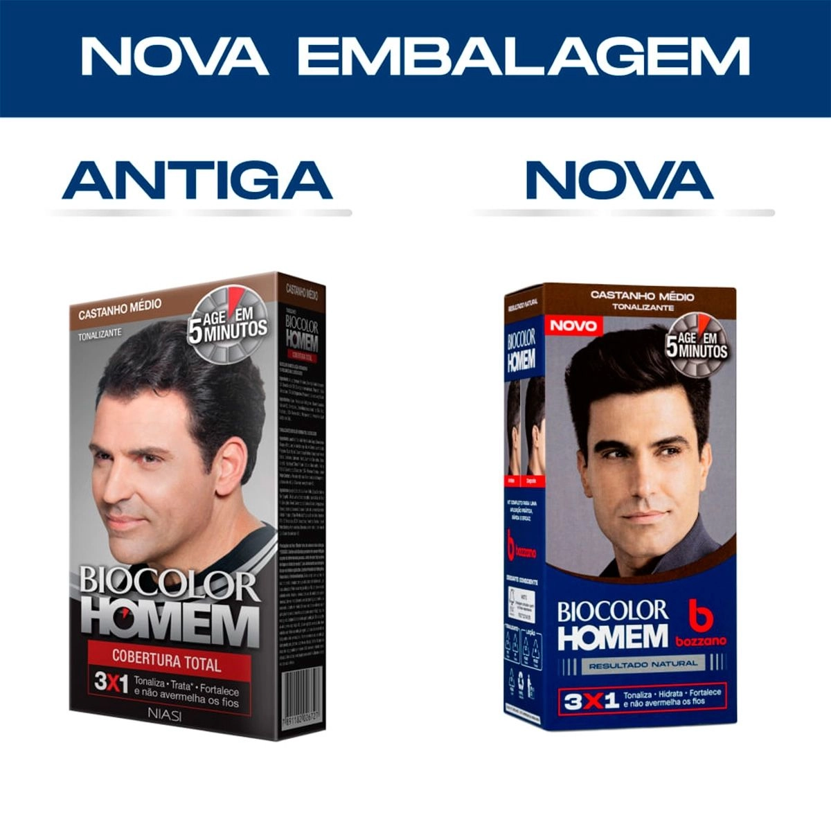 Biocolor Homem Tonalizante de Cabelo Masculino Bozzano Castanho