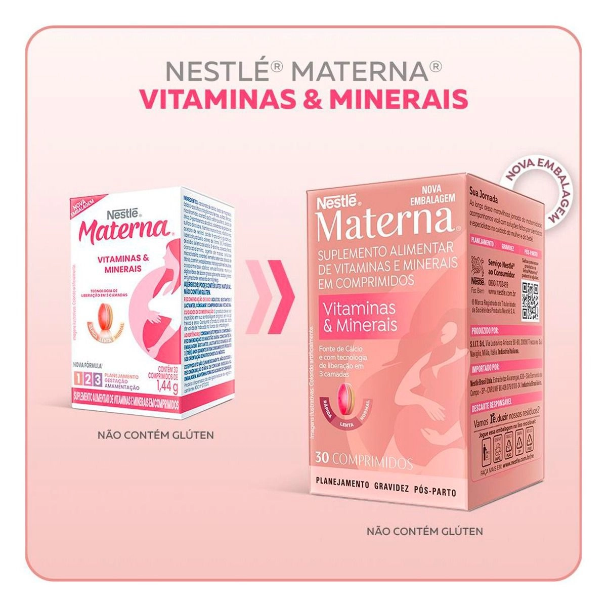 Suplemento Alimentar Materna Vitaminas e Minerais 30 Unidades