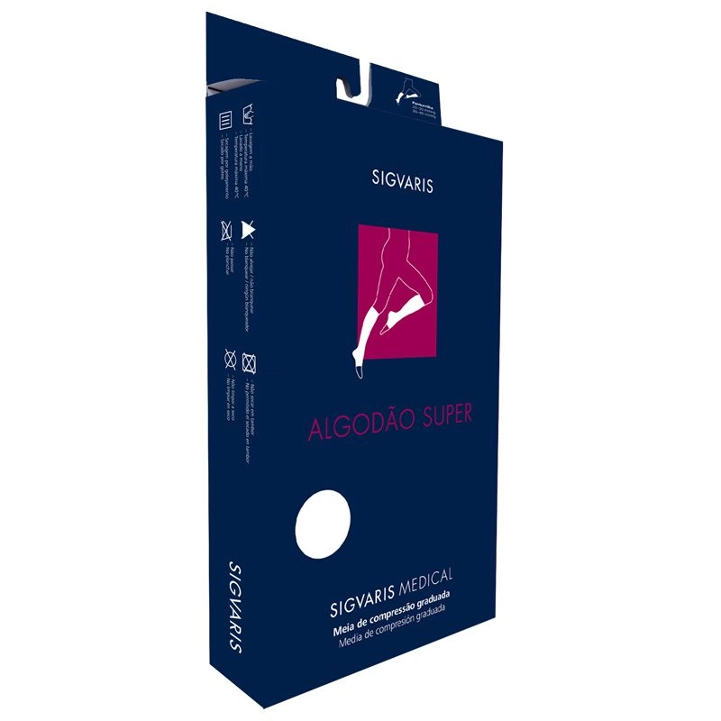 Meia Elástica Sigvaris Algodão Super Ad Tamanho Pequena Normal Unissex Cor Bege Compressão 20-30mmhg