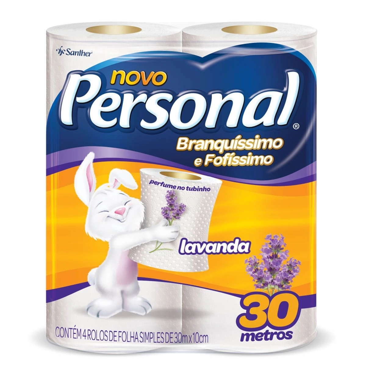 Papel Higiênico Personal Lavanda Com 4 Rolos De 30 Metros Cada