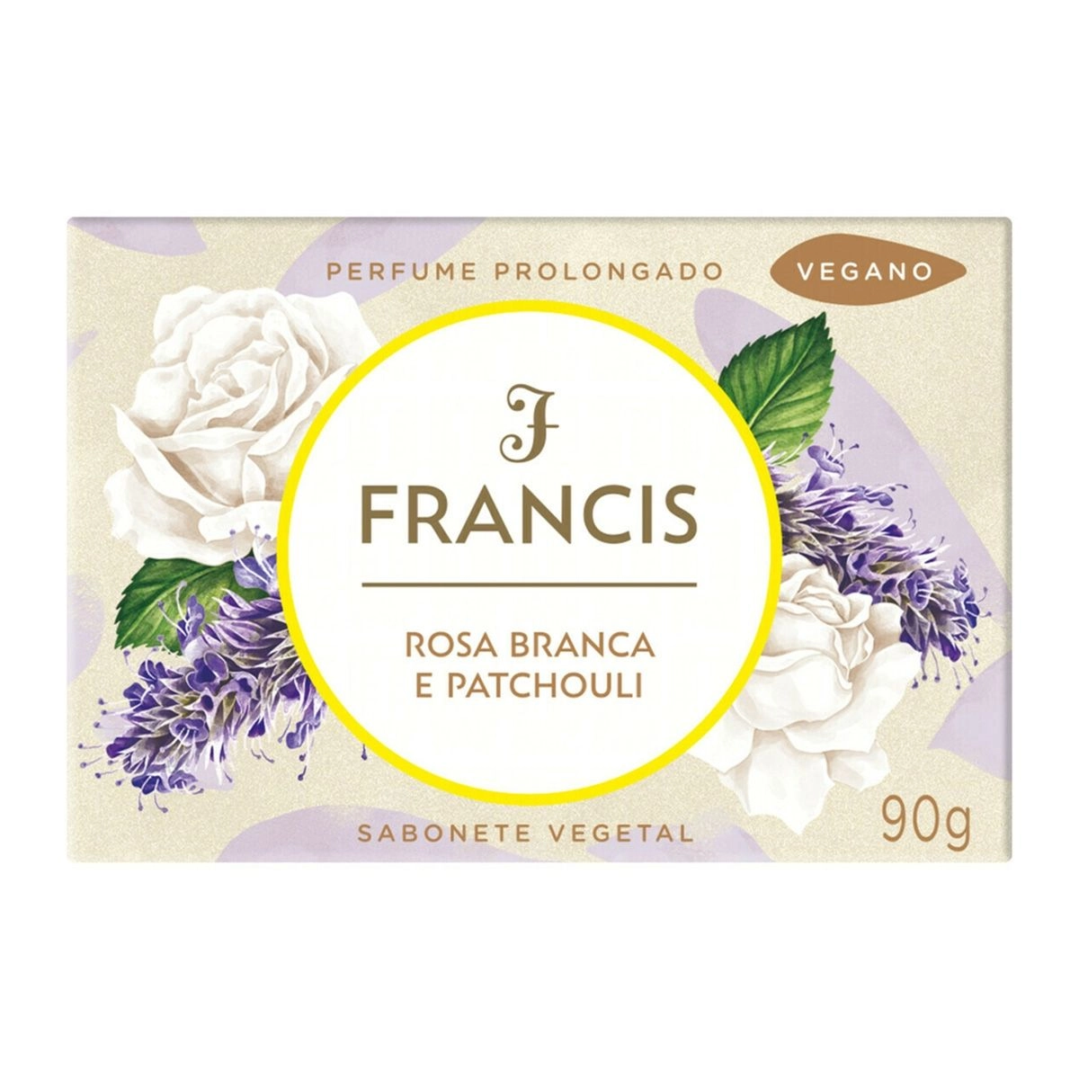 Sabonete Barra Vegetal Rosa Branca e Patchouli Francis 90g