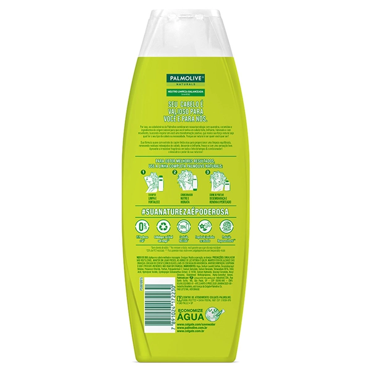 Shampoo Naturals Neutro Limpeza Balanceada Capim-Limão 350ml Palmolive