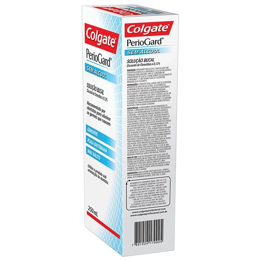 Solução PerioGard Sem Álcool Colgate 250 ml