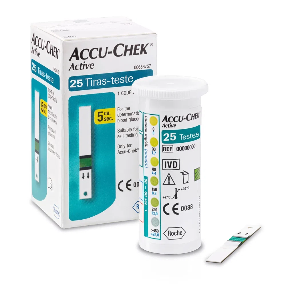 Tiras Teste De Glicemia Accu-Chek Active C/ 25 Unidades
