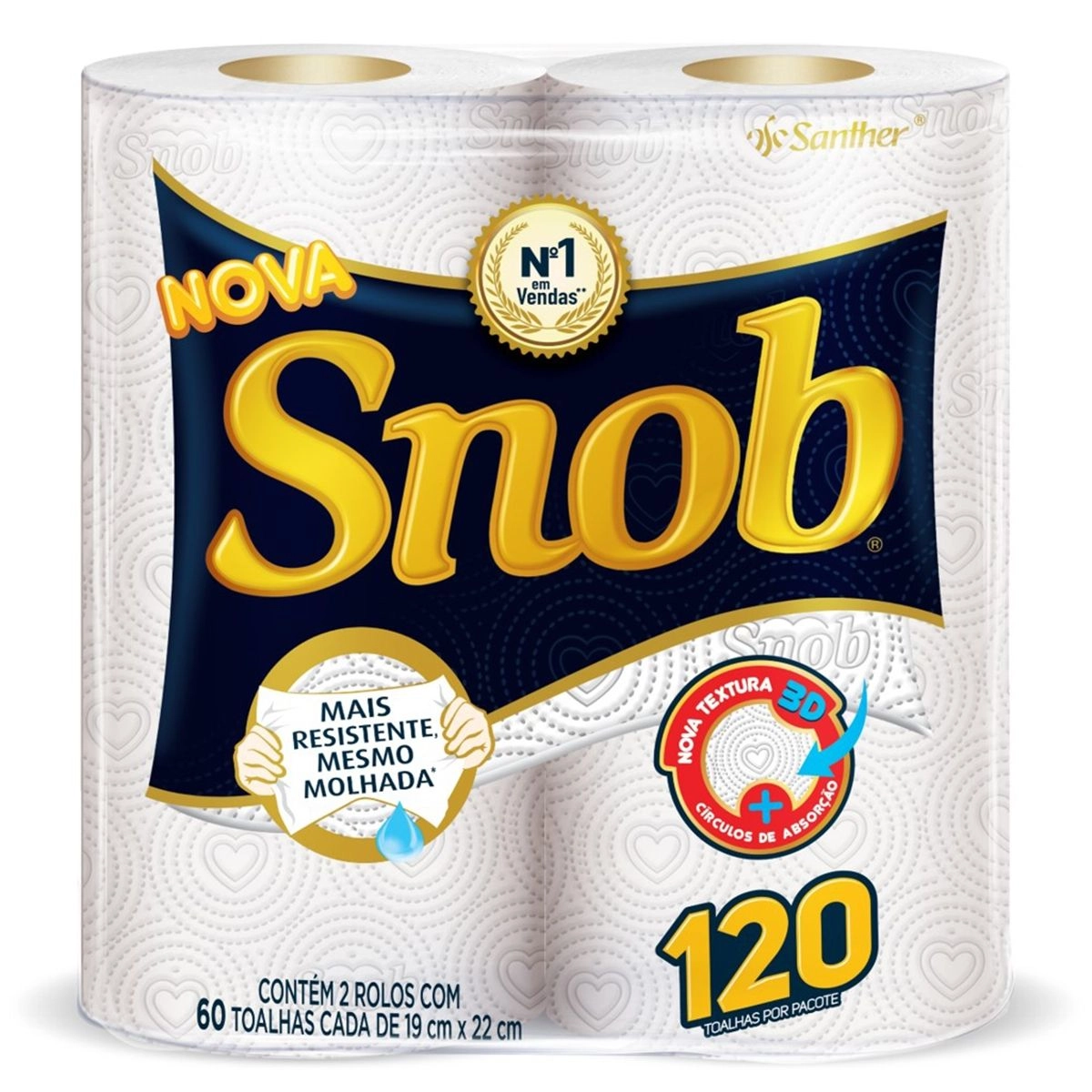 Toalha De Papel Snob Branca Com 2 Rolos