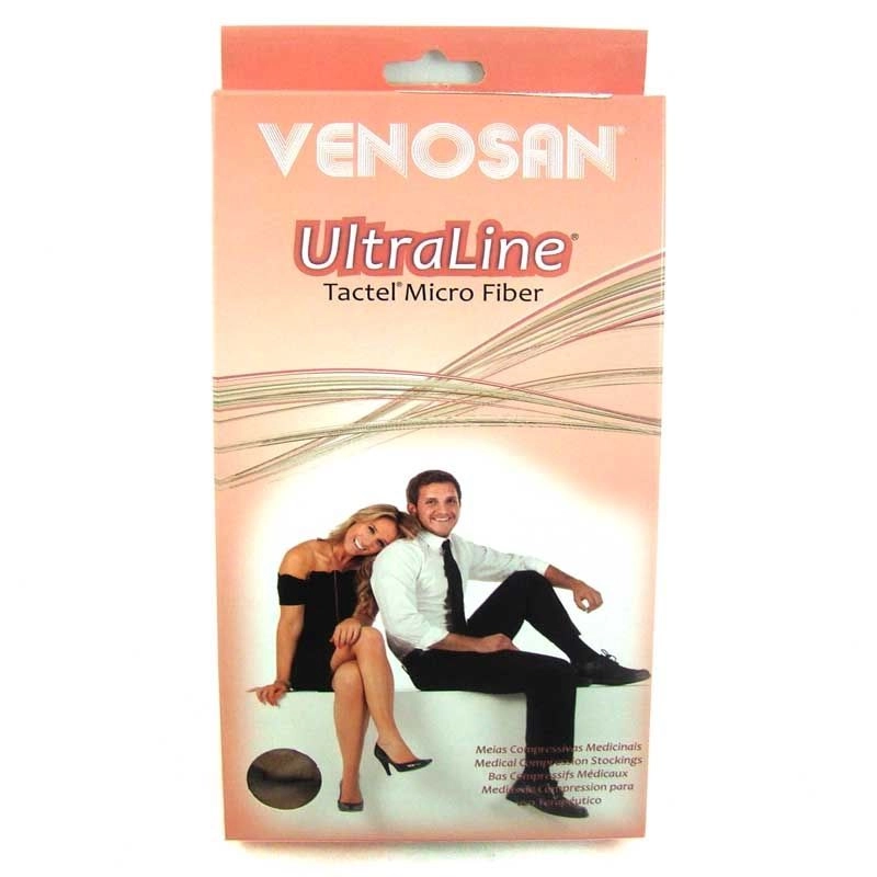Meia Elástica Venosan Ultraline 4000 AD Tamanho Média Feminina Compressão 30-40MMHG Pé Fechado Cor Bege Ref: BG42012