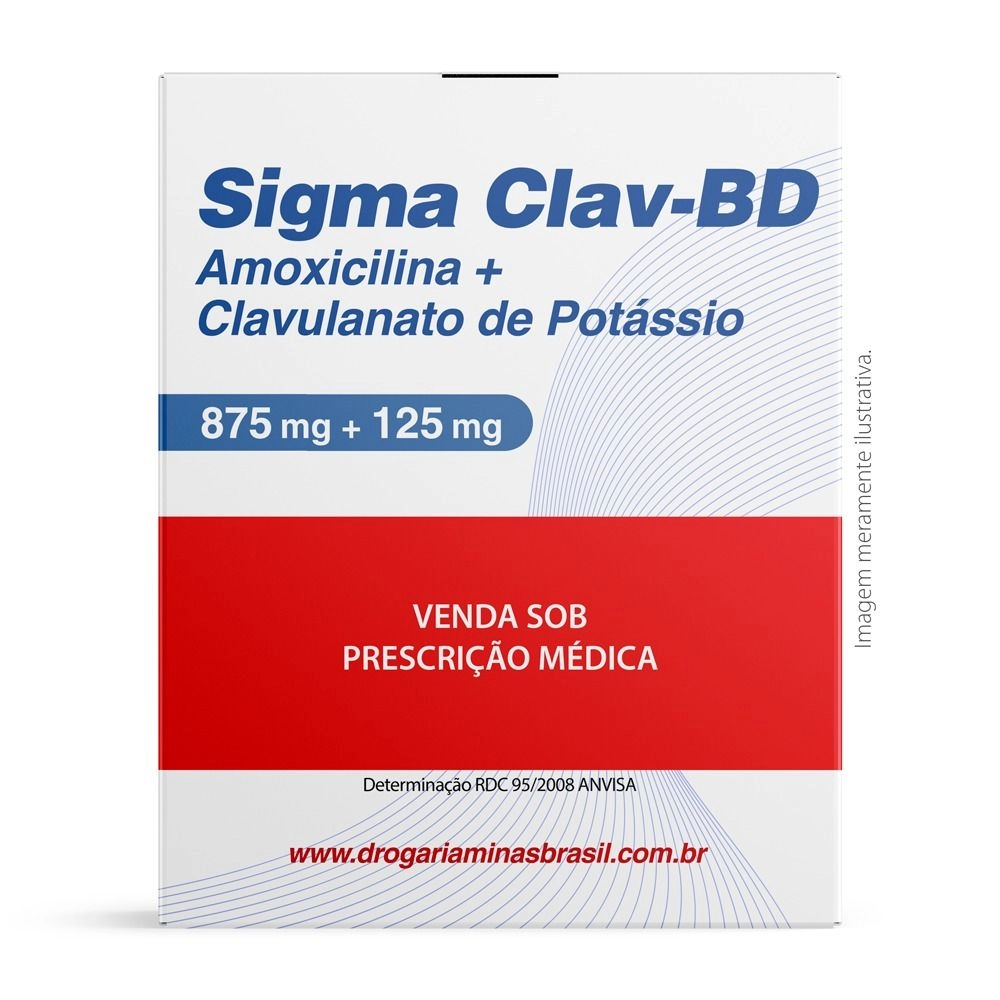 Sigma Clav BD Amoxicilina Tri-Hidratada 875mg Com Clavulanato de Potássio 125mg Com 14 Comprimidos