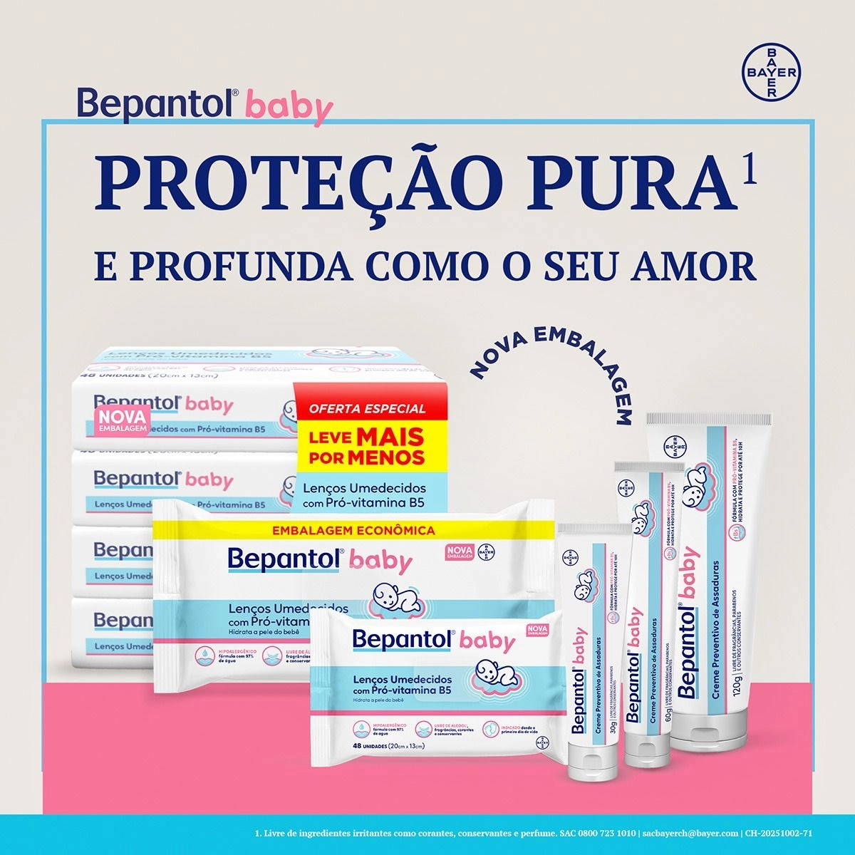 Bepantol Baby Creme Preventivo de Assaduras Para Bebês Com 60g Bayer