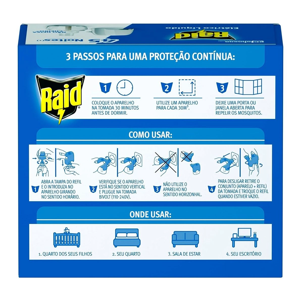 Raid Elétrico Líquido Refil 32,9ml Grátis 01 Aparelho