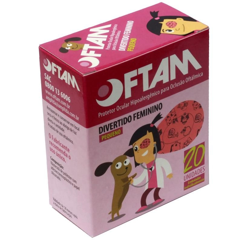 Protetor Ocular Oftam Divertivo Feminino Pequeno Com 20 Unidades
