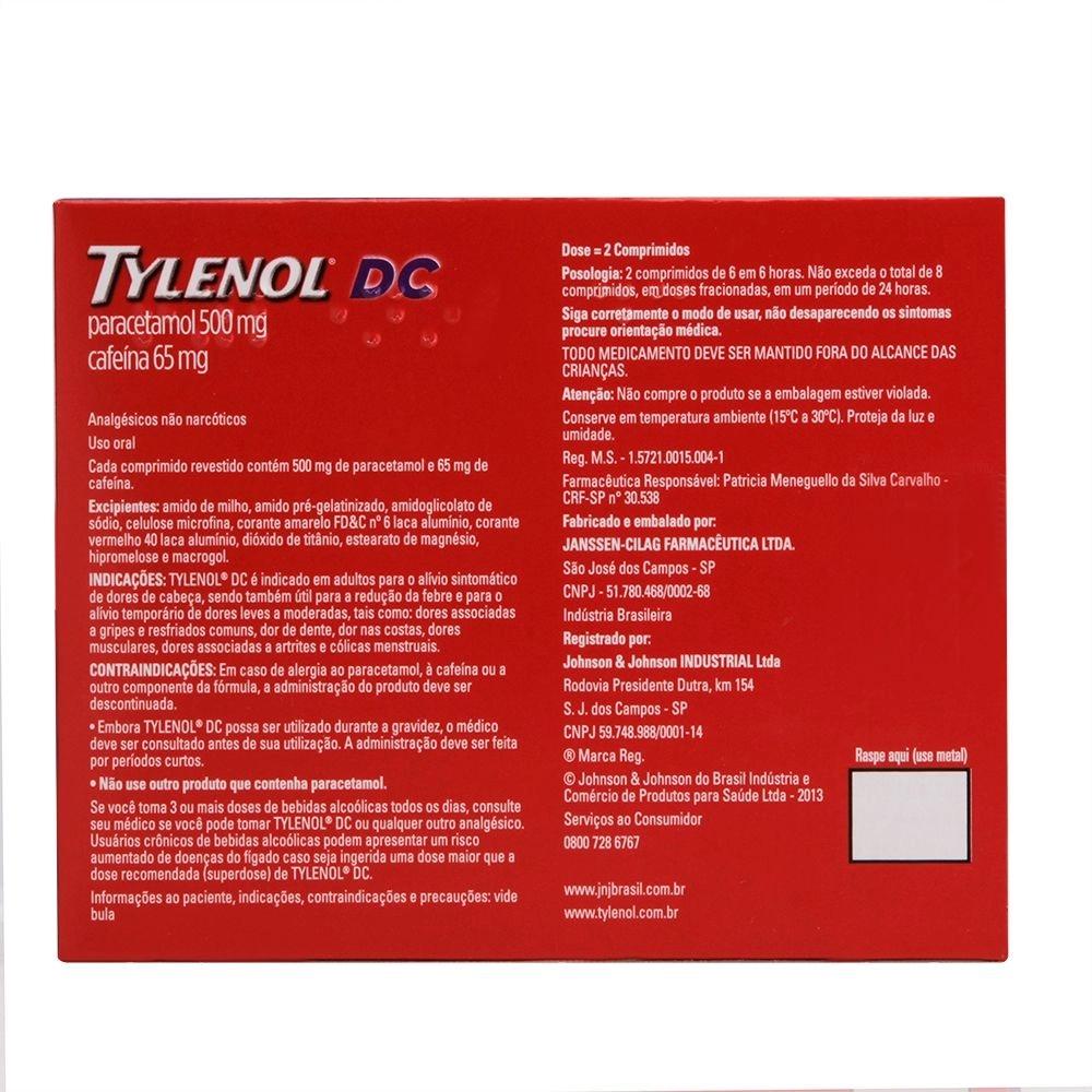 Tylenol DC 500 Mg Com 20 Comprimidos