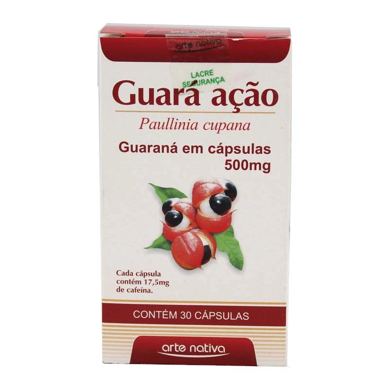 Guará Ação Guaraná Em Cápsulas Paullinia Cupana 500Mg Com 30 Cápsulas.